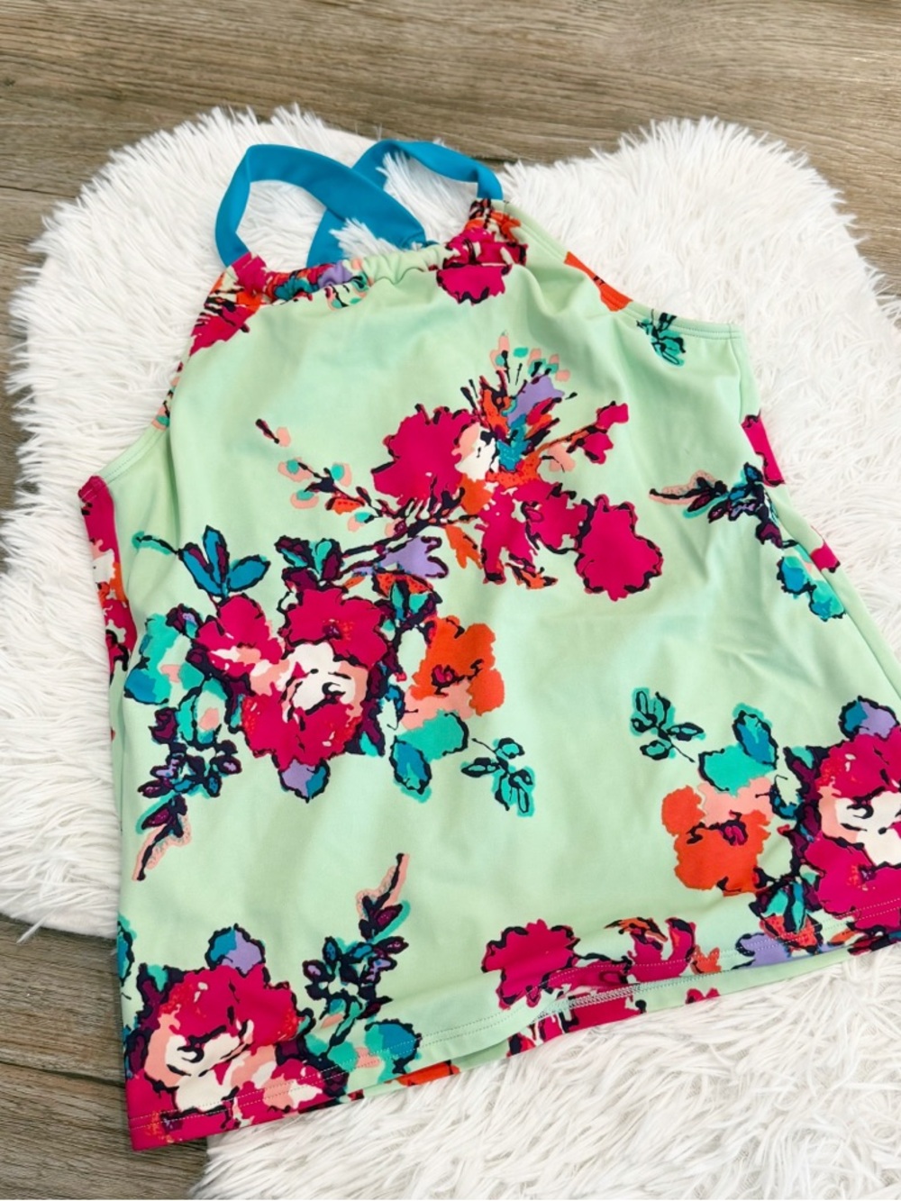 Lands End Tankini Top Girls 16 Floral Beach Vacation Summer Pool